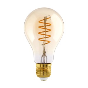 Eglo E27 LED Leuchtmittel in Globeform, 4W, mit warmweißem Licht und sichtbarem Glühfaden.