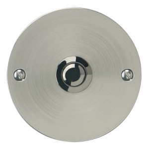 Runder REV Klingeltaster aus Chrom, geeignet für die Unterputzmontage.