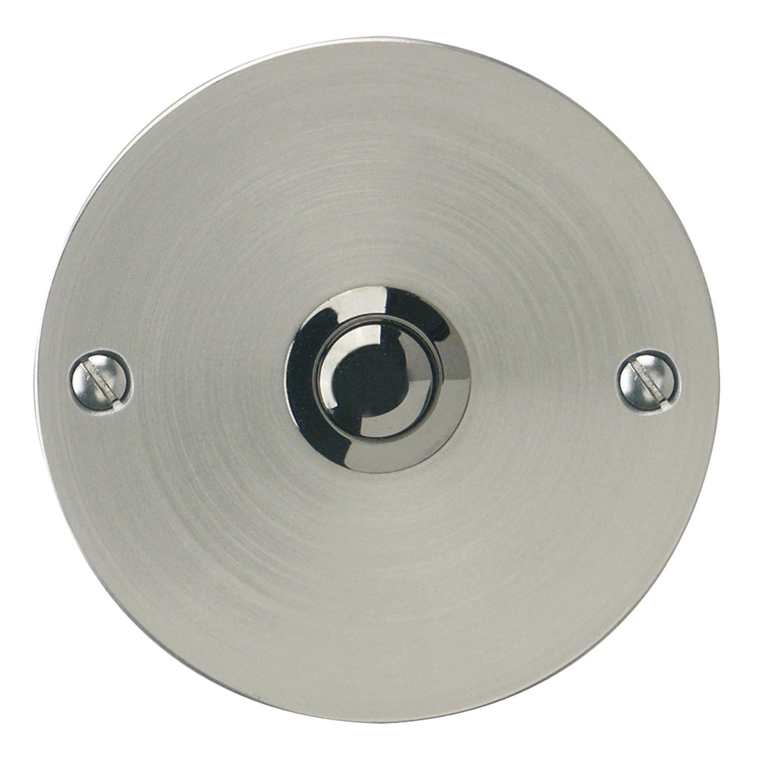 Runder REV Klingeltaster aus Chrom, geeignet für die Unterputzmontage.