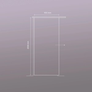 Maßzeichnung der Novadoors Glasschiebetür Nova 503 mit 935 mm Breite und 2058 mm Höhe.