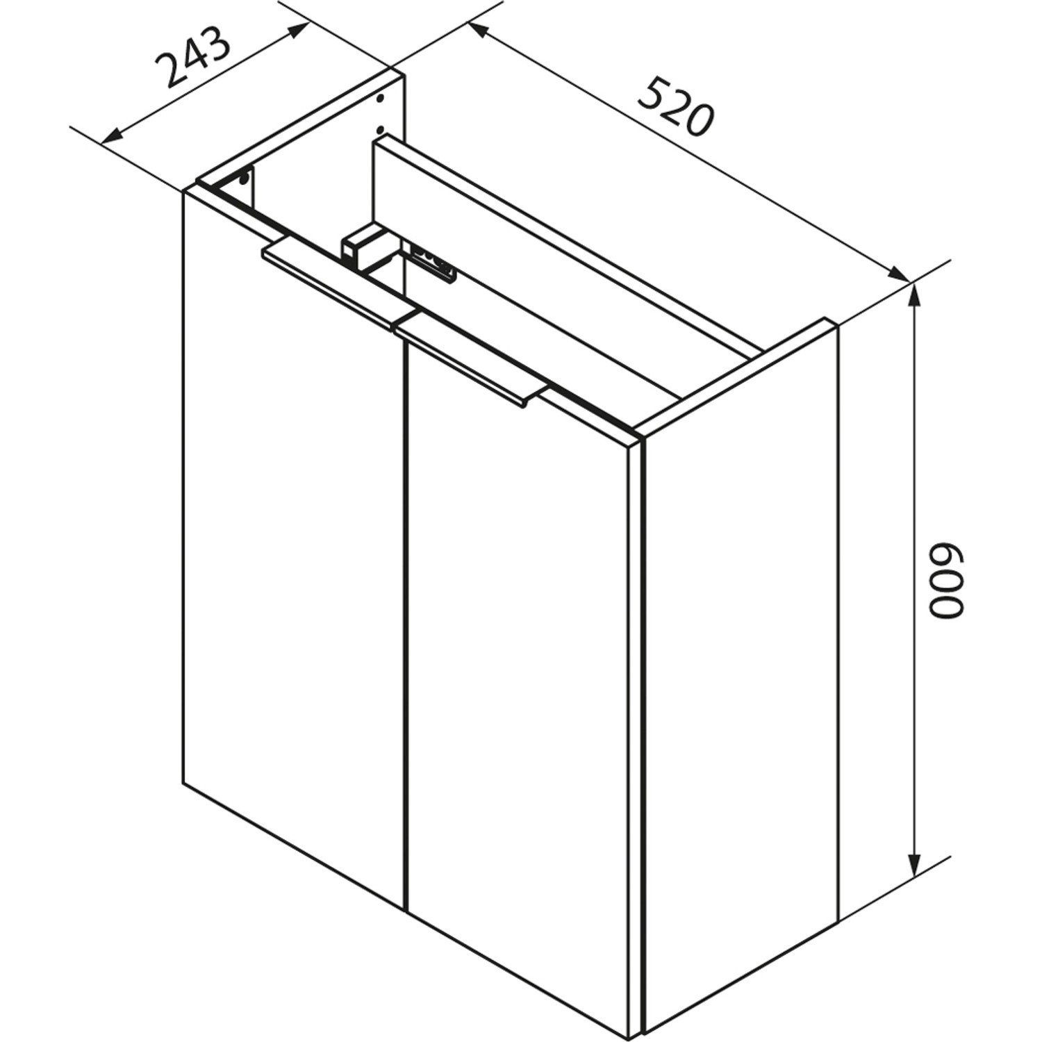 Skizze: Fackelmann Mini-Waschtischunterschrank SBC, 52x60x24,3cm, Cubanit Grau, Badmöbel-Set.