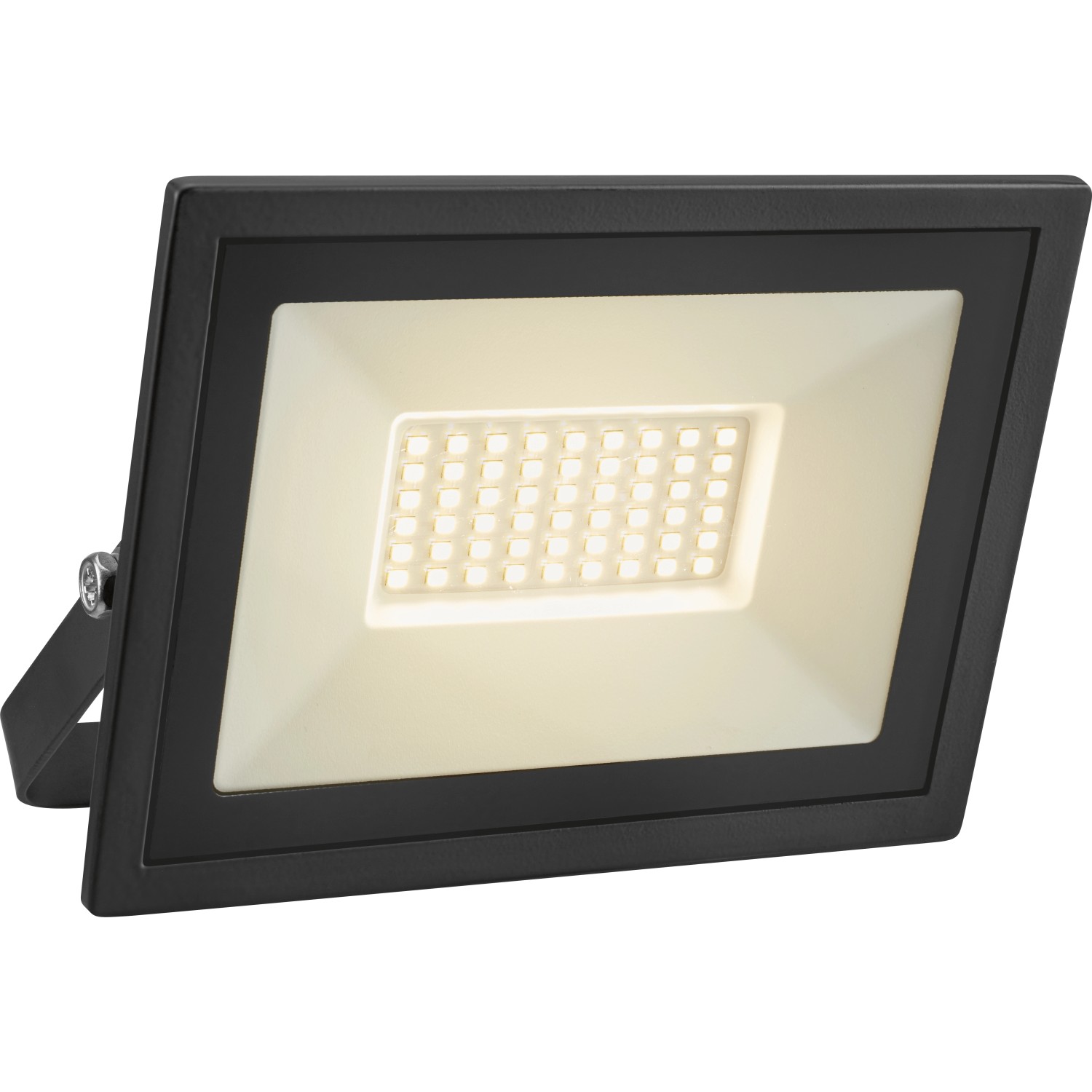 Schwarzer LED-Außenstrahler FL 21W aus Aluminium für Garten, Terrasse und Einfahrt.