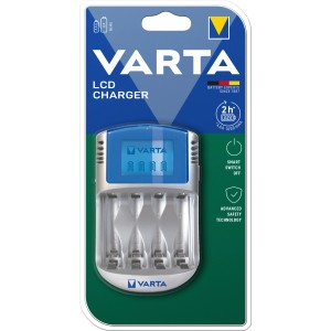 Varta LCD Ladegerät in Silber für bis zu 4 Akkus AA/AAA. Zubehör für Batterien & Akkus.