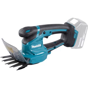 Makita Akku-Grasschere DUM111ZX Solo, blau-schwarz, mit Grasschneideblatt und transparentem Schutz.