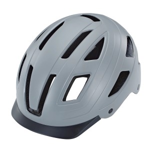 Grauer Prophete Fahrradhelm Eco Urban mit LED-Licht, Größe 55-58 cm.