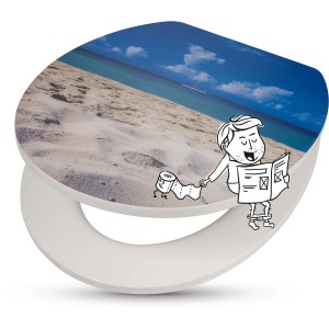 baliv WC-Sitz Samaria mit Strandmotiv und Absenkautomatik, Holzkern.