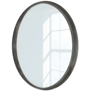 Runder Spiegel (Ø 60 cm) mit Rahmen in Altsilber. Dekorativer Wandspiegel für Bad und Wohnraum.