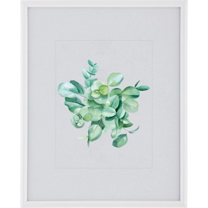 Weißer Kunststoff Bilderrahmen 24x30 cm mit Eukalyptus-Motiv.