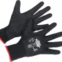 Schwarze LUX Arbeitshandschuhe Green Glove Gr. 9 mit rotem Saum, Handinnenfläche beschichtet.