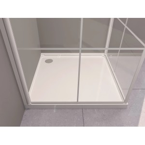 Aurlane Eckdusche Clean Line, 90x90 cm, mit weißen Rahmen und klarem Glas.