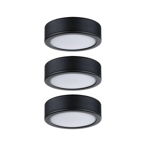 Paulmann Pukk Möbel Einbaustrahler Set, 3 schwarze LED Leuchten für Möbel und Regale.