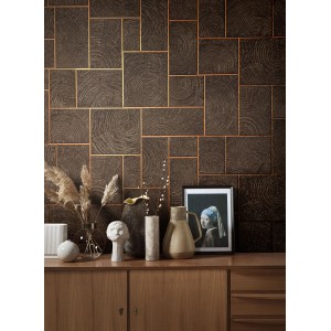 Marburg Vliestapete Natural Opulence in Fliesenoptik, braun. Dekorative Wandgestaltung mit FSC®-Zertifizierung.
