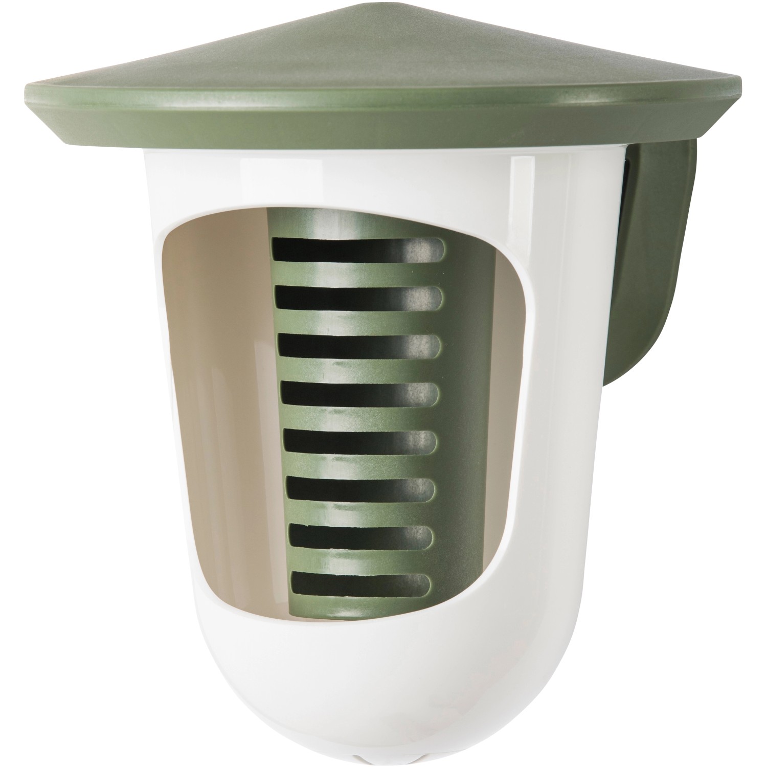 SingingFriend Vogelfutter-Spender Multi Feedr, grün-weiß, für verschiedene Futtersorten.