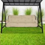 Beautissu Hollywoodschaukelauflage Flair HS, 180x50x8cm, naturfarben, auf einer Gartenschaukel.