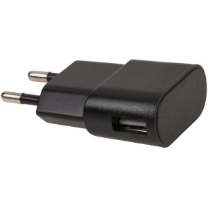 Schwarzer USB-Ladeadapter für 230V Steckdose, kompakter Stecker für Computer & Multimedia.