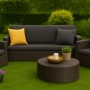 Anthrazitfarbenes Gartenkissen-Set für Polyrattan-Möbel, bestehend aus Sitz- und Rückenkissen für ein 2-Sitzer Gartensofa.