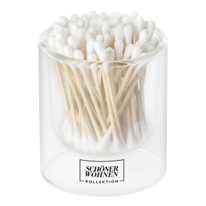 Schöner Wohnen Duftkerze S Cotton im blauen Glas (Ø 7,5 cm) mit Wattestäbchen.