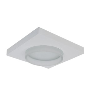 Quadratischer, weißer LED-Einbaustrahler Miro für Feuchträume, 6,5x8,5x8,5 cm.