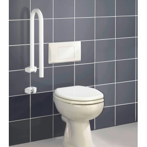 Wenko Badstützgriff Secura, weiß, hochklappbar, für mehr Sicherheit im Bad, neben Toilette montiert.