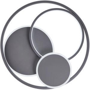 Moderne LED-Deckenleuchte Runda, Ø 50 cm, dunkelgrau matt, für Wohnräume und Flur.