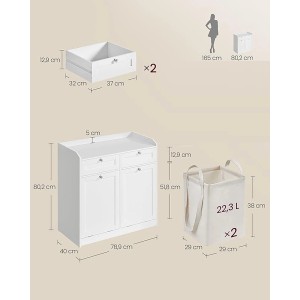 Songmics Badezimmerschrank Siren mit 2 Wäschekörben und 2 Schubladen Weiß