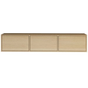 Selsey TV-Hängeboard Framme 150 cm in Eiche Holzoptik. Modernes, wandmontiertes TV-Schrank mit 3 grifflosen Klappen.