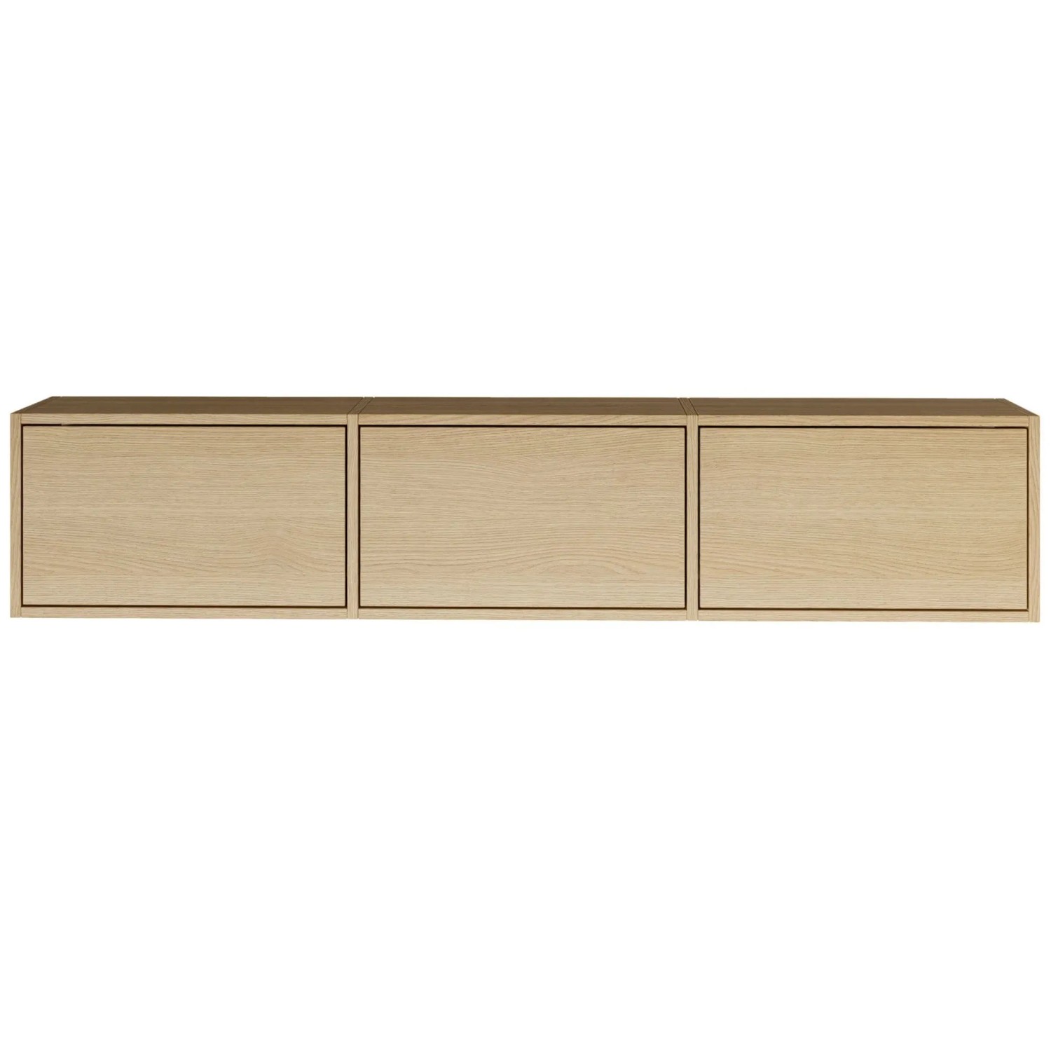 Selsey TV-Hängeboard Framme 150 cm in Eiche Holzoptik. Modernes, wandmontiertes TV-Schrank mit 3 grifflosen Klappen.