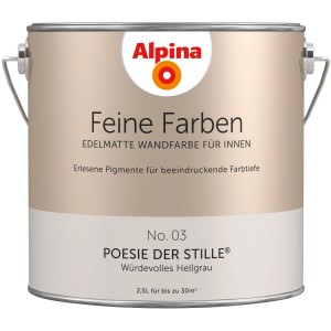 Dose Alpina Feine Farben No. 3 Poesie der Stille, hellgraue, edelmatte Wandfarbe für Innen, 2,5 l.