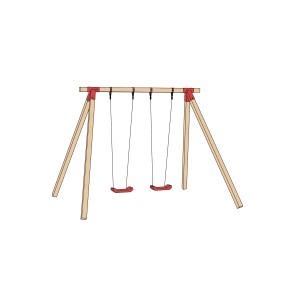 Weka Doppel-Schaukel Funny 1: Holzschaukel mit zwei roten Schaukelsitzen für Kinder.