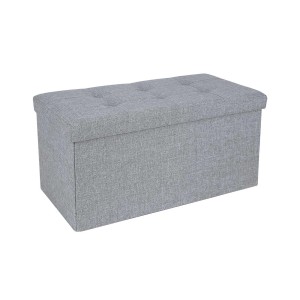 Graue Songmics Schuhbank mit Stauraum, gepolstert, 38x76x38 cm.