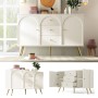 okwish Kommode mit Türen Schubladen Wohnzimmer Schlafzimmer 84x140x40cm Cremeweiß_6