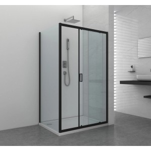 Sanotechnik Seitenwand Elite F80B, schwarzer Rahmen, 6mm ESG-Glas für Duschkabine.