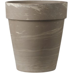 Deroma Pflanztopf Alto Duo, Ø 26 cm, graphit-weiß gestreift, aus Terrakotta.