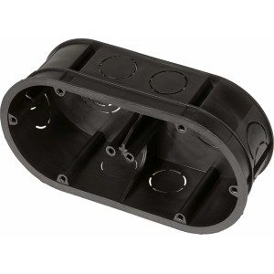 Schwarze 2-fach Kombi-Gerätedose 150x60 mm für Unterputzmontage, IP20.