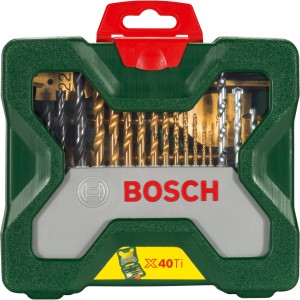 Bosch Bohrer- und Bit-Set Promoline X-Line, 40-teilig im grünen Koffer.