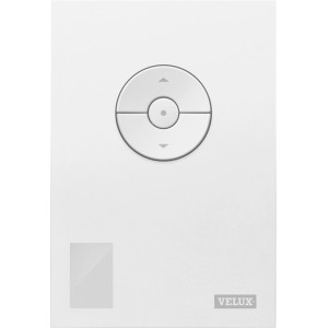 Velux Active Raumluftsensor Kla 300: Weißer Schalter mit runder Bedieneinheit für Dachfenster.
