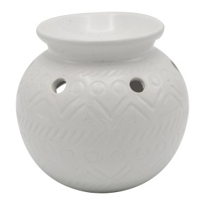 Weiße Scentchips Aromalampe in Vasenform aus Keramik, 12x12 cm.