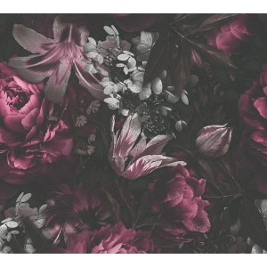 AS-Creation 3D-Panel Pop up Floral, schwarz-lila: florales Muster mit 3D-Effekt.