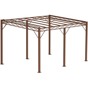 Unbeschichtete Eleo Pergola Sicilia aus Metall, 252,2x408x304 cm, ideal für Garten und Terrasse.