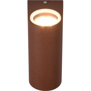 Rostfarbene, runde Trio Roya Außenwandleuchte für stimmungsvolle Beleuchtung.