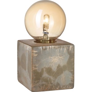 Vintage Tischleuchte in Grau-Gold mit E27 Fassung. Dekorative Lampe für Wohnzimmer und Schlafzimmer.