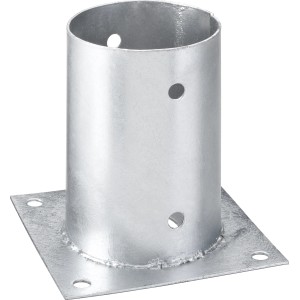 Feuerverzinkte Aufschraubhülse für Rundhölzer, 101x150x150 mm, ideal für Pfosten mit 100 mm Durchmesser.