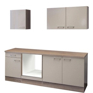 Flex-Well Küchenzeile 210 cm in Kaschmir Glanz/Sonoma Eiche ohne E-Geräte.