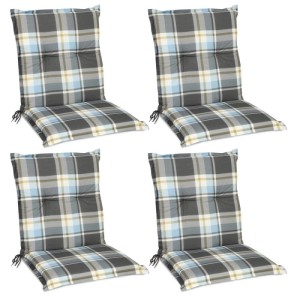 4er Set Beautissu Gartenstuhlauflagen Sunny BK, 100x50x6cm, blau kariert für Niederlehner.