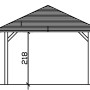 Technische Zeichnung: Skan Holz Carport Taunus, 439x786 cm, Nussbaum. Maße und Details.