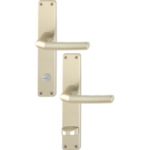 Hoppe Birmingham Bad- und WC-Garnitur, Alu Neusilber, Türbeschlag mit Langschild.