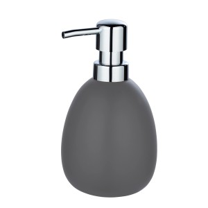 Wenko Seifenspender Polaris, matt grau, Keramik mit Chrom-Pumpe, 390ml.