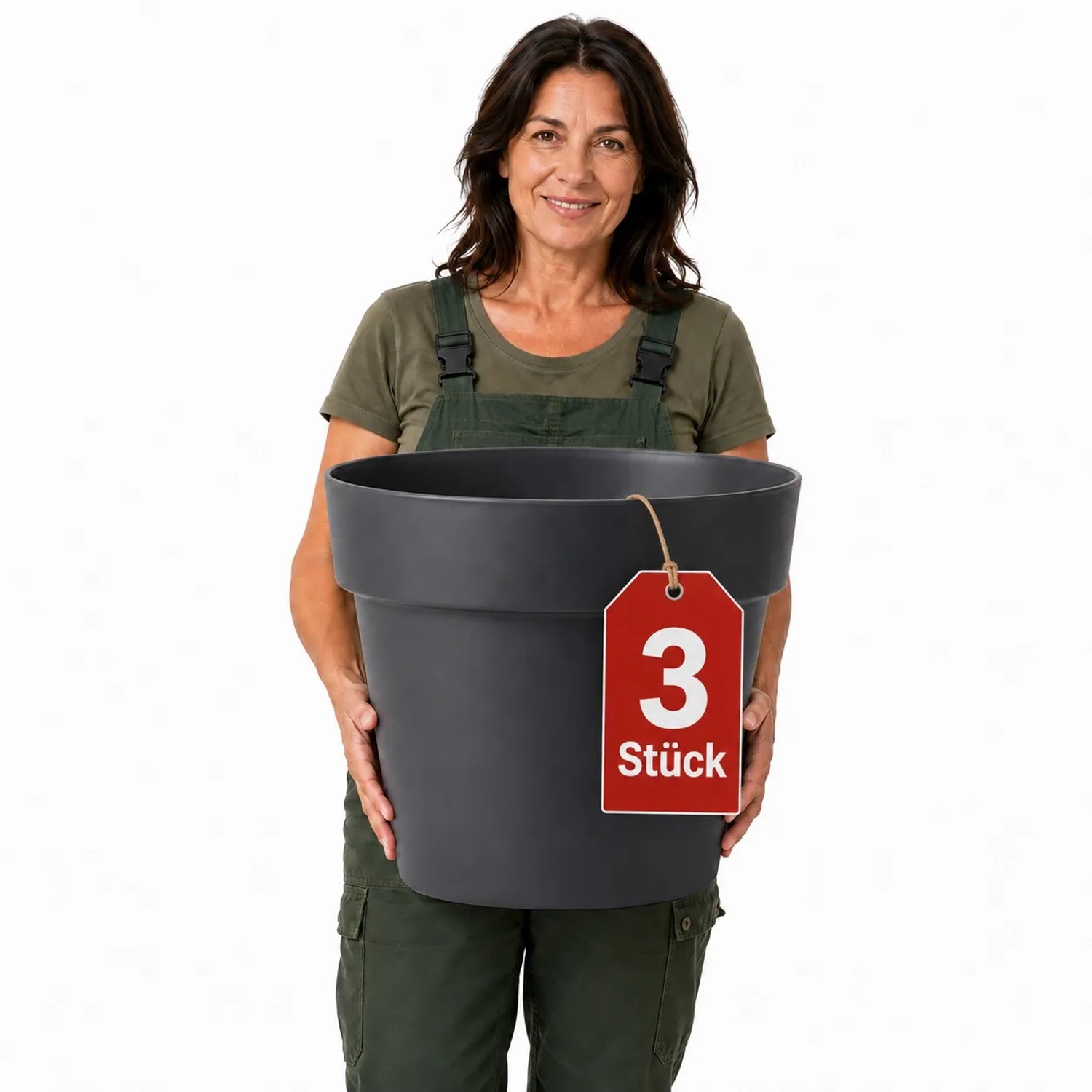 BigDean 3 Stück Blumentopf ca Ø 50 cm Classic Anthrazit Pflanzkübel Groß Außen Mit Wasserspeicher Wetterfester Kunststoff Pflanzkübel Groß Innen kaufen bei OBI