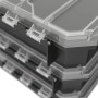 Qbrick Regular Compact Organizer Set 1, schwarze Aufbewahrungsboxen, stapelbar mit transparentem Deckel.