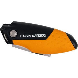 Fiskars Klappmesser Pro kompakt, schwarz-orange mit CarbonMax Klinge.